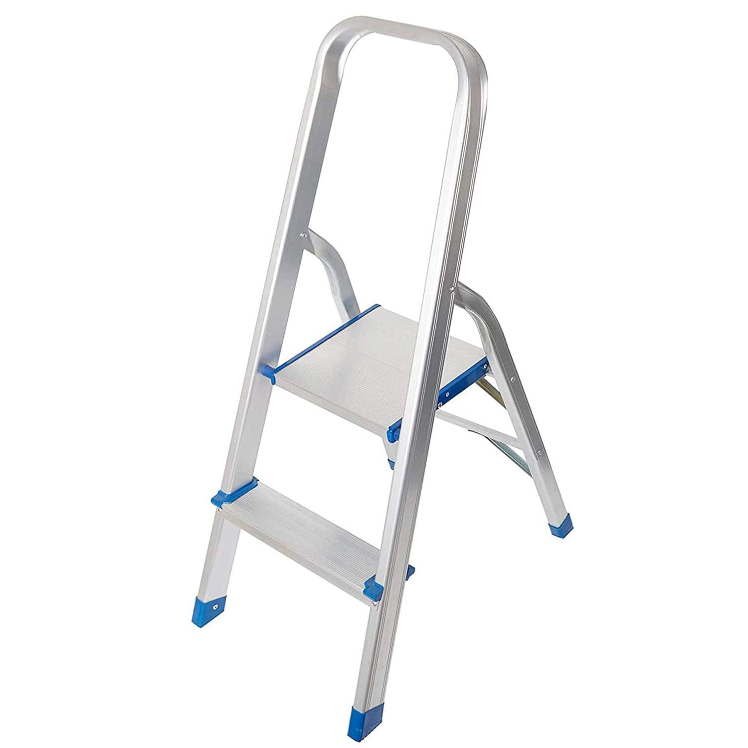 2 Step Ladder Aluminum Folding Step Stool with 330lbs Capacity Anti-Slip Pedal - Luckyermore