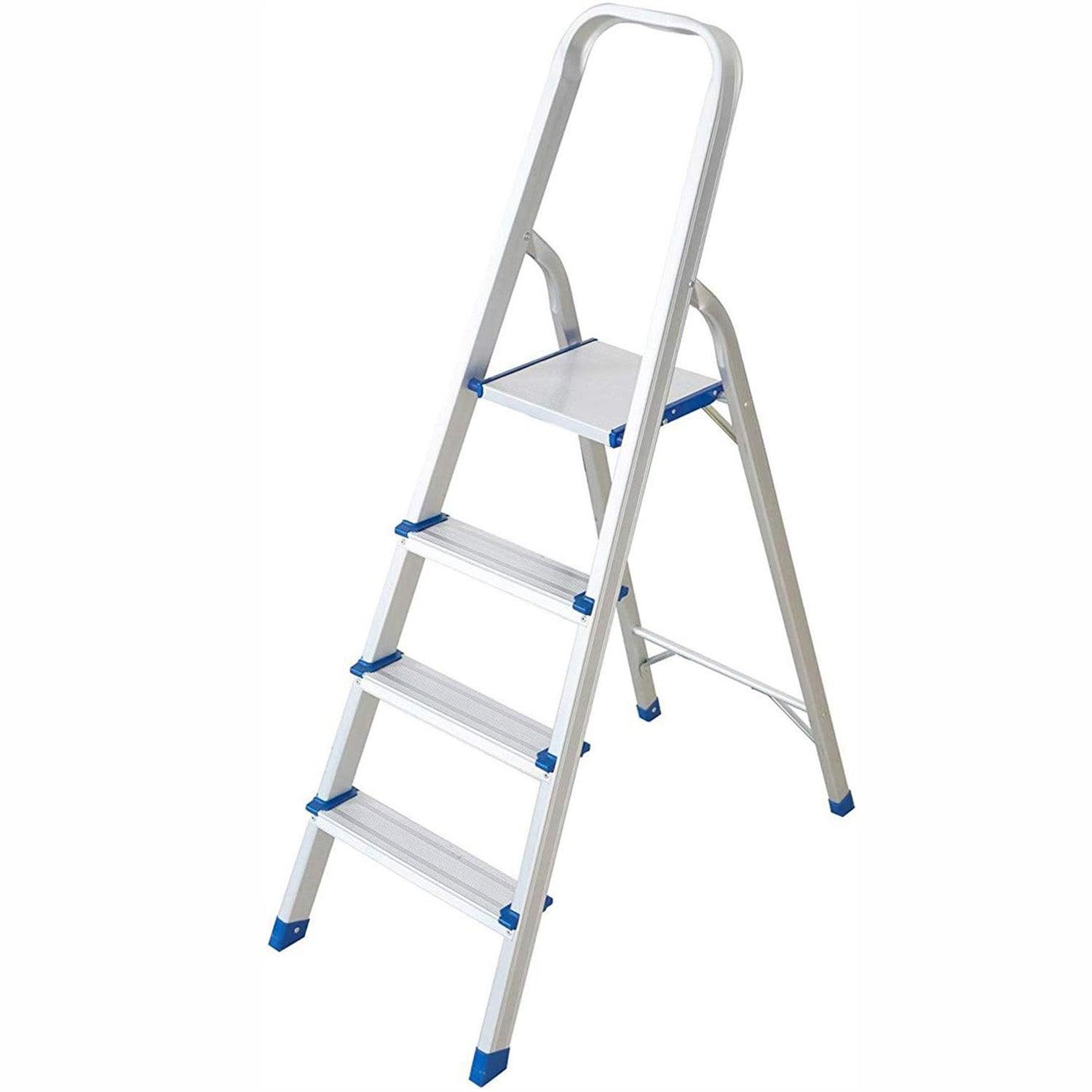 4 Step Ladder Lightweight 330lbs Capacity Folding Aluminum Step Stool for Home Kitchen - Luckyermore