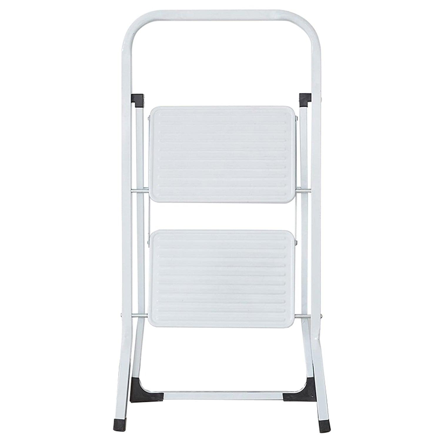 2-Step Ladder Folding Step Stool 330lbs Capacity for Adults Home Kitchen Household White - Luckyermore