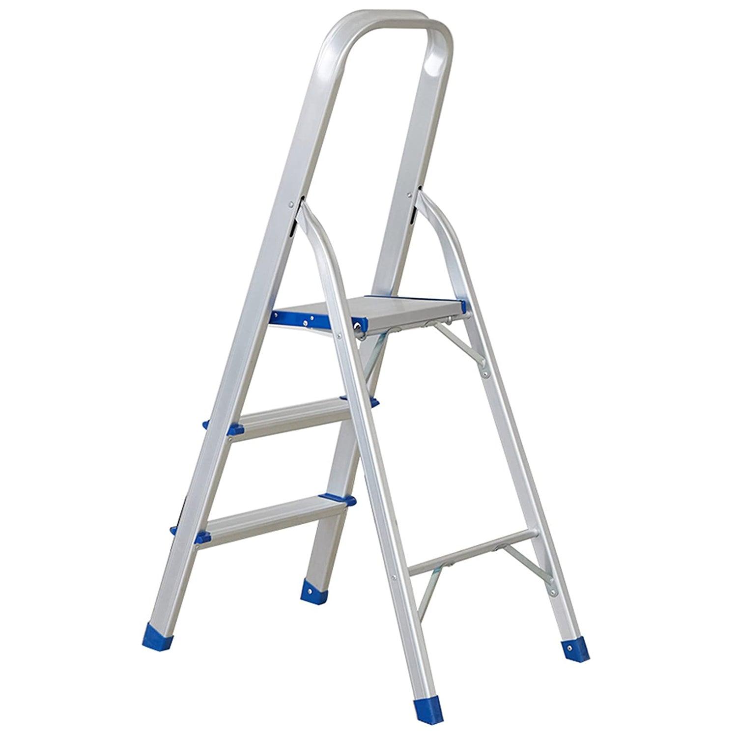 3 Step Ultra Lightweight Step Ladder 330lbs Capacity Aluminum Folding Stool Home Kitchen - Luckyermore