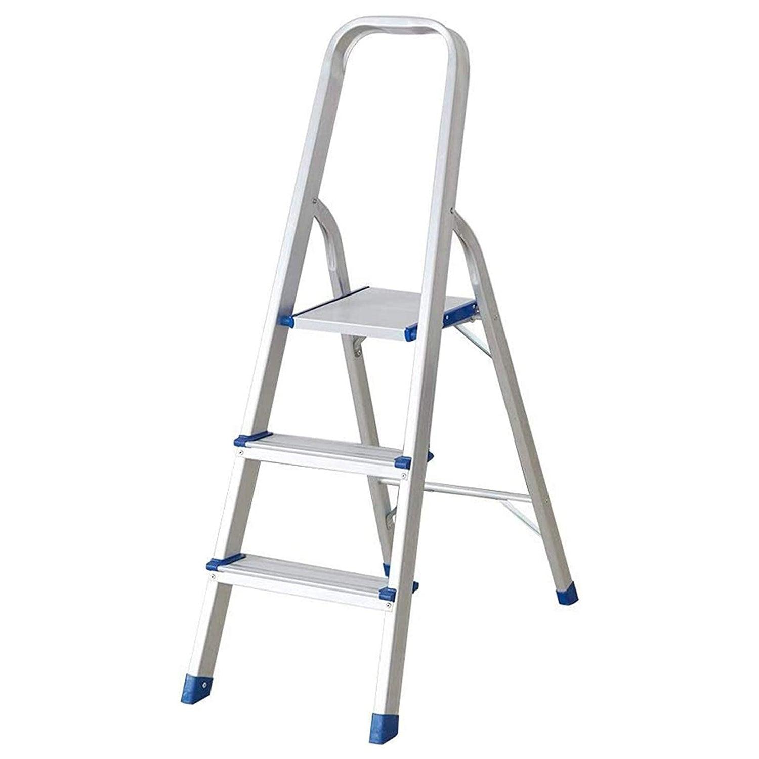 3 Step Ultra Lightweight Step Ladder 330lbs Capacity Aluminum Folding Stool Home Kitchen - Luckyermore