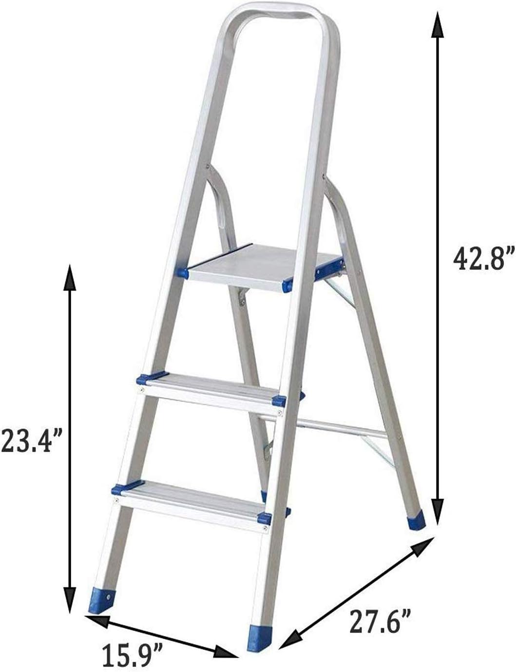 3 Step Ultra Lightweight Step Ladder 330lbs Capacity Aluminum Folding Stool Home Kitchen