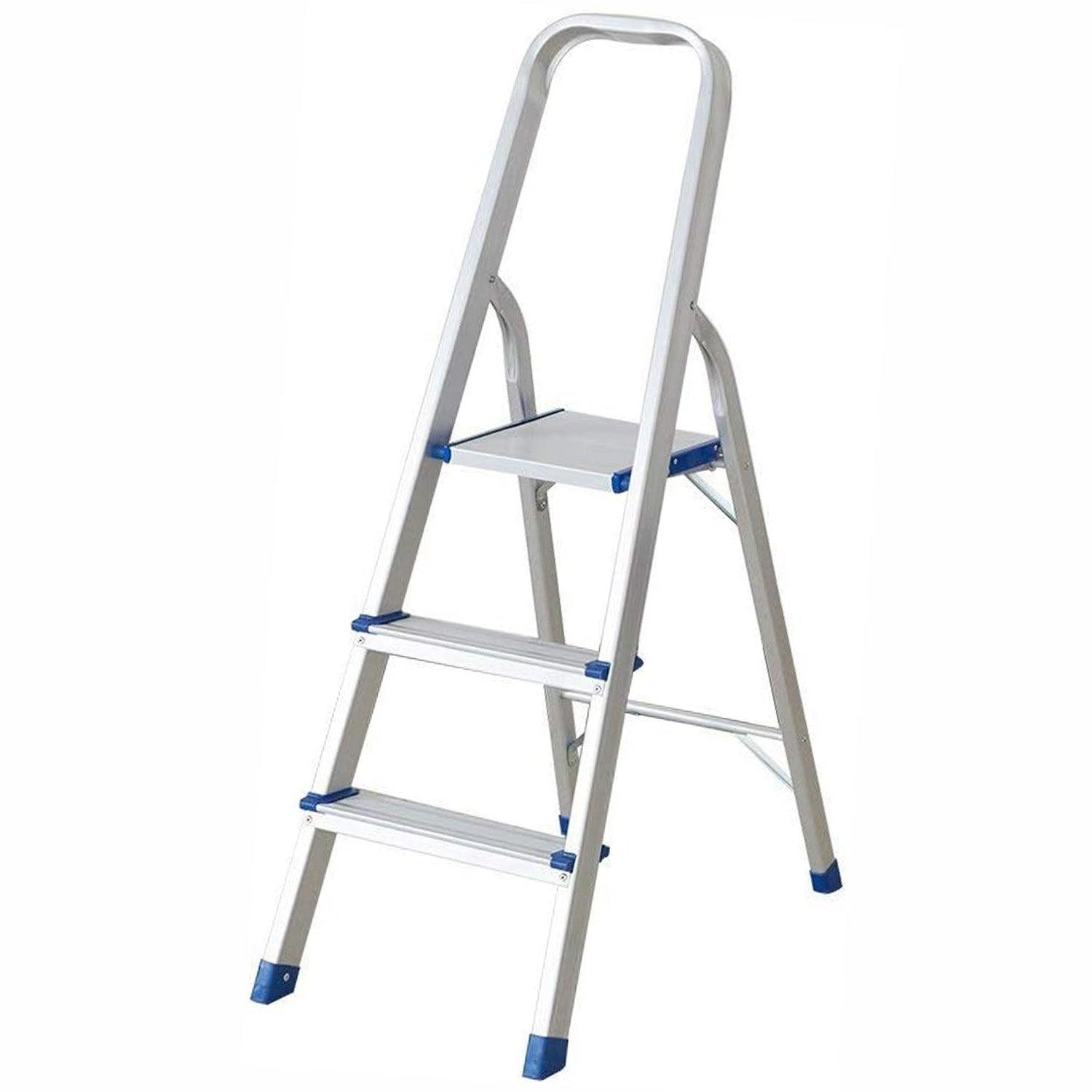 3 Step Ultra Lightweight Step Ladder 330lbs Capacity Aluminum Folding Stool Home Kitchen - Luckyermore