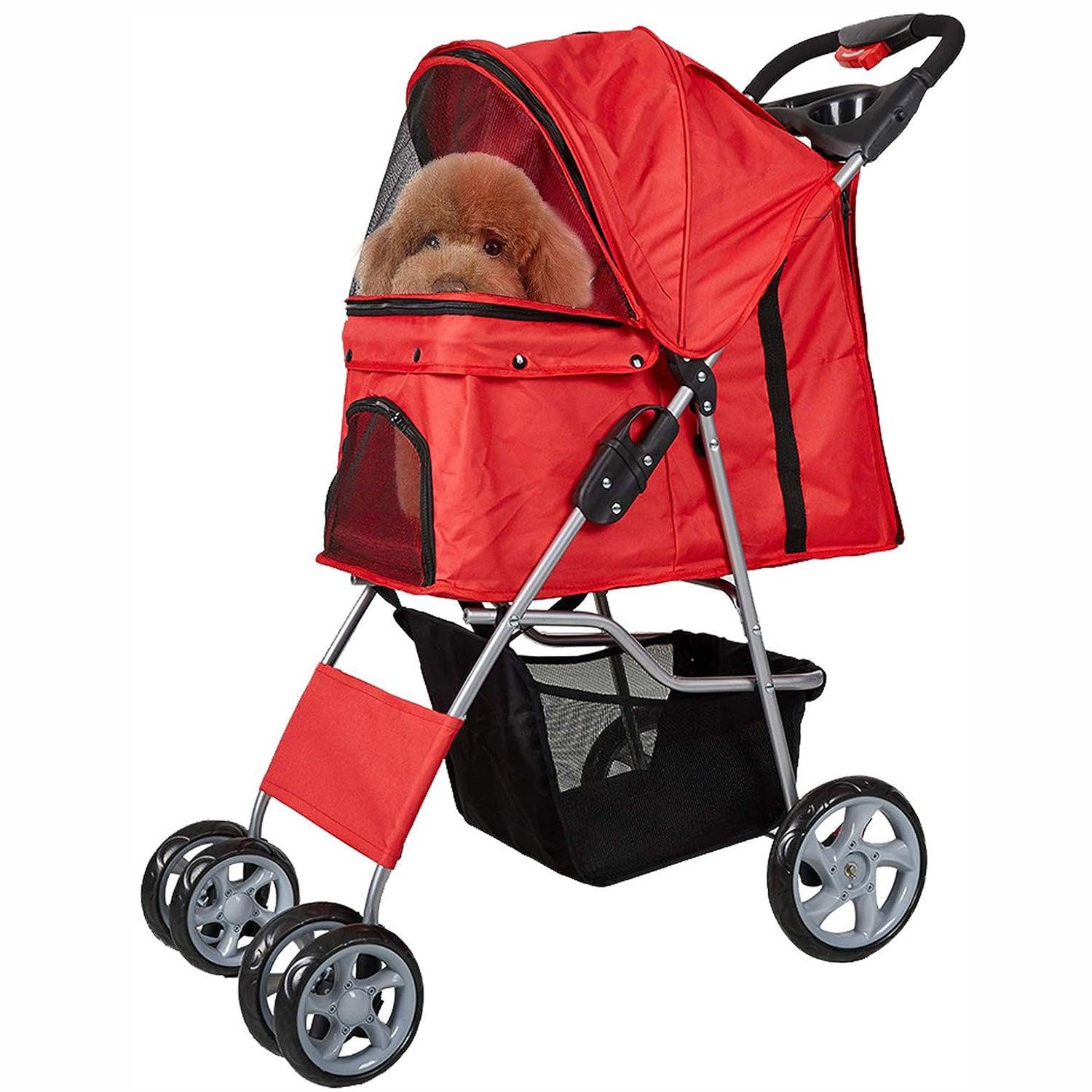 LUCKYERMORE Dog Pet Jogger Stroller Folding Travel Carrier Cart for Small Cat Puppy, 4 Wheels