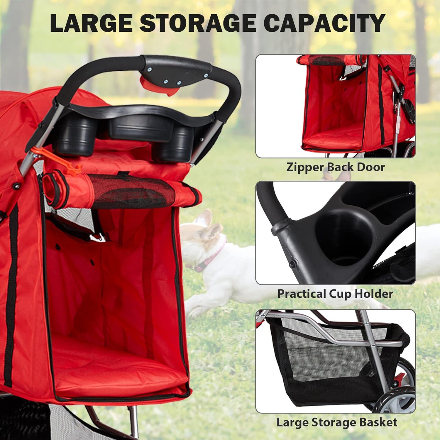 LUCKYERMORE Dog Pet Jogger Stroller Folding Travel Carrier Cart for Small Cat Puppy, 4 Wheels