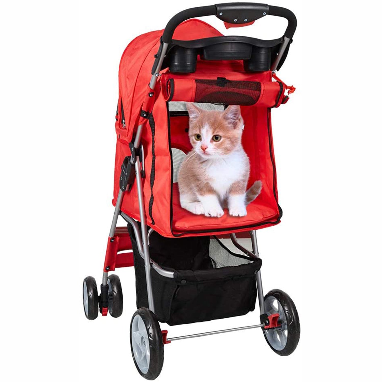 LUCKYERMORE Dog Pet Jogger Stroller Folding Travel Carrier Cart for Small Cat Puppy, 4 Wheels