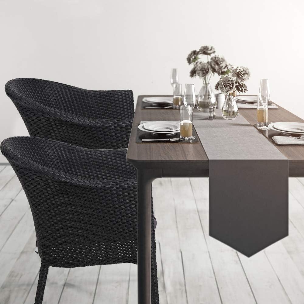 LUCKYERMORE Patio Rattan Chair Stackable Coffee Dining Wicker Chair with Cushions & Arm, Black