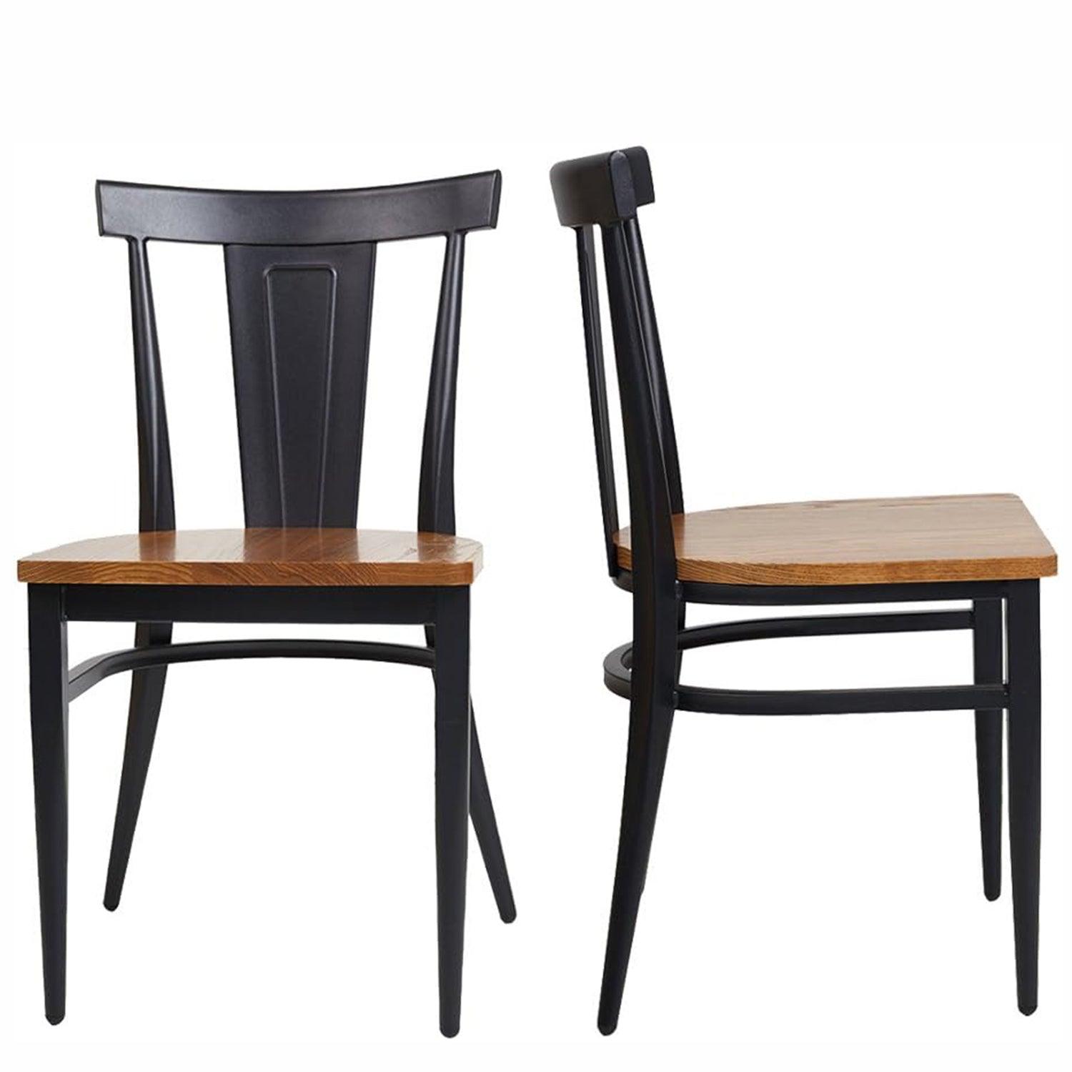 LUCKYERMORE Set of 2 Dining Room Side Chair Wood Kitchen Chairs with Metal Legs Fully Assembled, Black