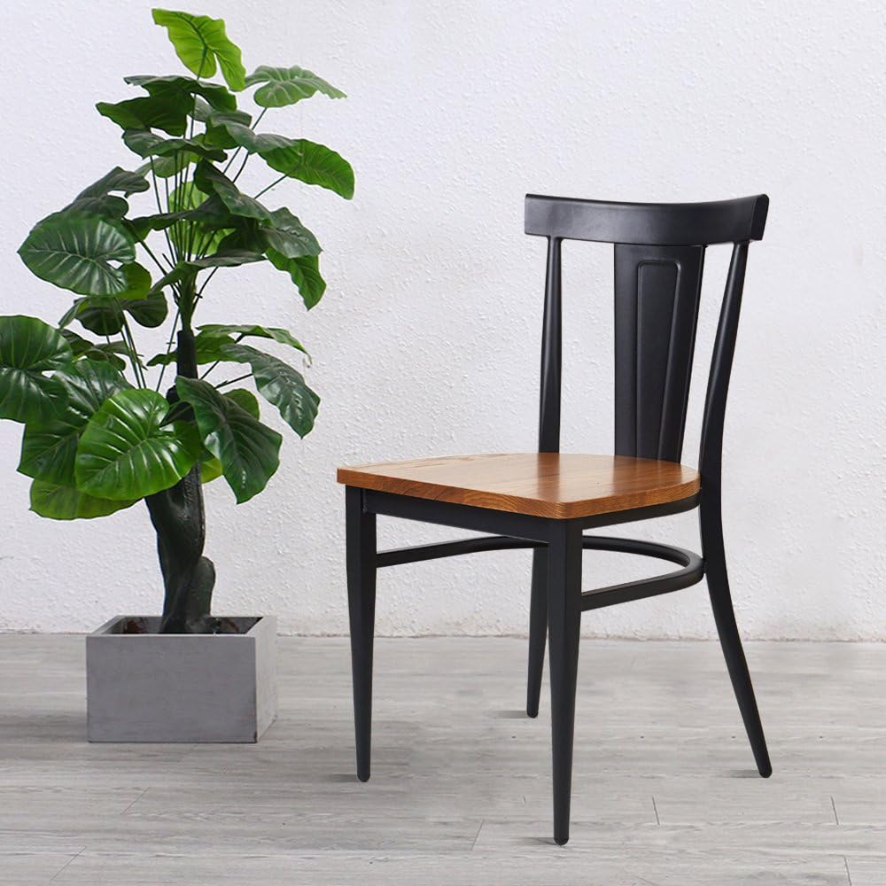 LUCKYERMORE Set of 2 Dining Room Side Chair Wood Kitchen Chairs with Metal Legs Fully Assembled, Black