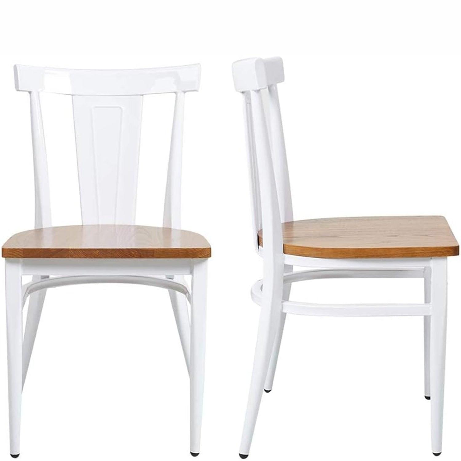 Luckyermore Set of 2 Dining Room Side Chair Wood Kitchen Chairs with Metal Legs Fully Assembled, White