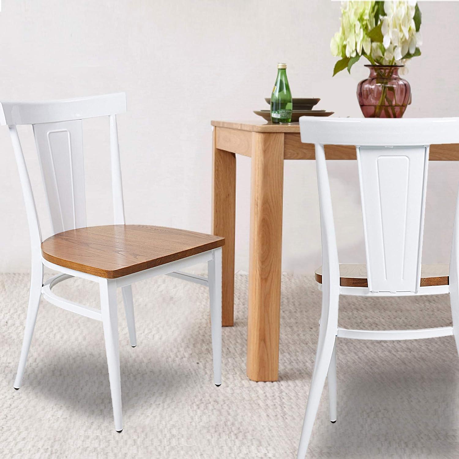 ckyermore Set of 2 Dining Room Side Chair Wood Kitchen Chairs with Metal Legs Fully Assembled, White