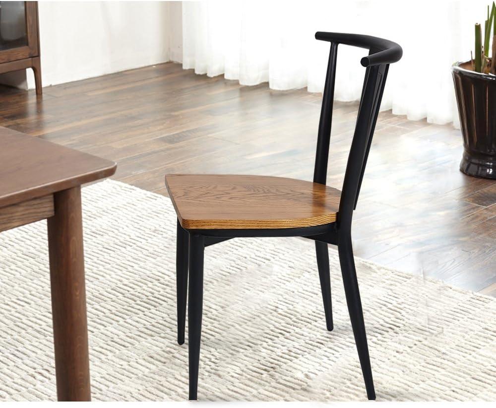 LUCKYERMORE Set of 2 Dining Chairs Seating with Back, Wood Seat & Metal Frame Restaurant Chairs