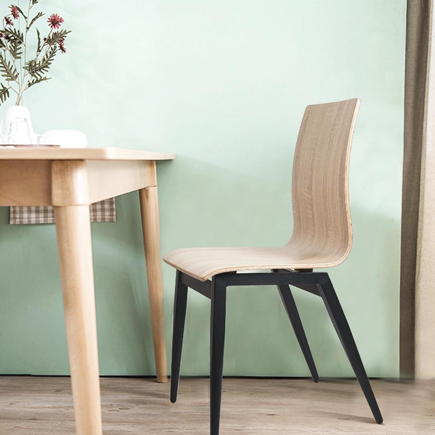 LUCKYERMORE Set of 4 Modern Kitchen Chairs with Wooden Seat and Metal Legs Dining Side Chair, light Brown