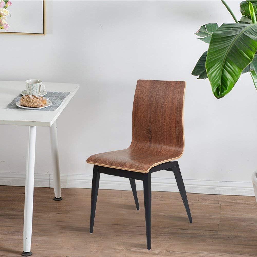 LUCKYERMORE Set of 4 Modern Kitchen Chairs with Wooden Seat and Metal Legs Dining Side Chair, Brown