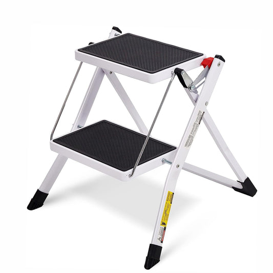 2 Step Stool Small Foldable Step Ladders with Wide Pedals, 17"