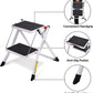 LUCKYERMORE 2 Step Stool Small Foldable Step Ladders with Wide Pedals, 17" 