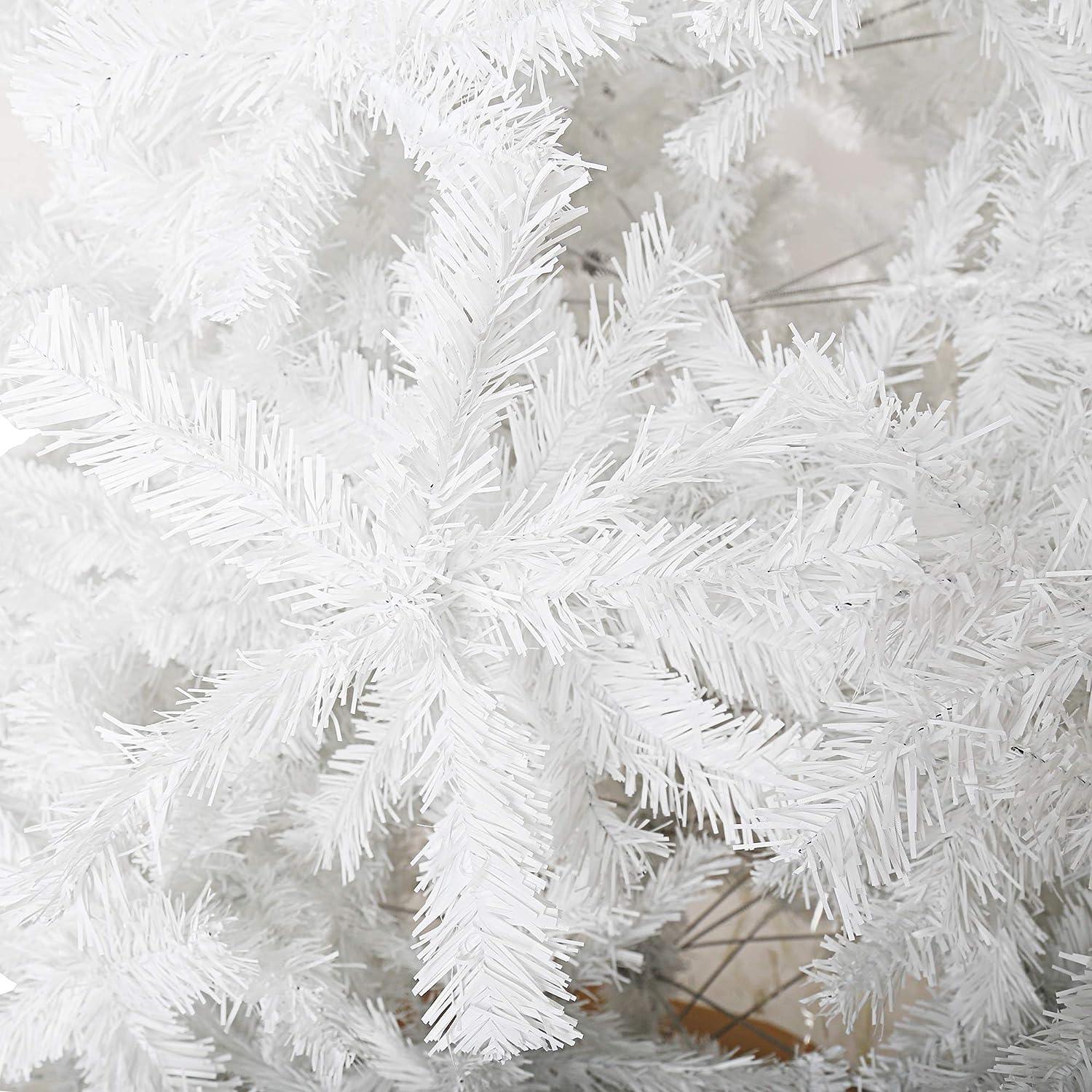 LUCKYERMORE 10ft Artificial Christmas Tree Xmas Pine Trees with 2150 Tips Sturdy Metal Stand, White