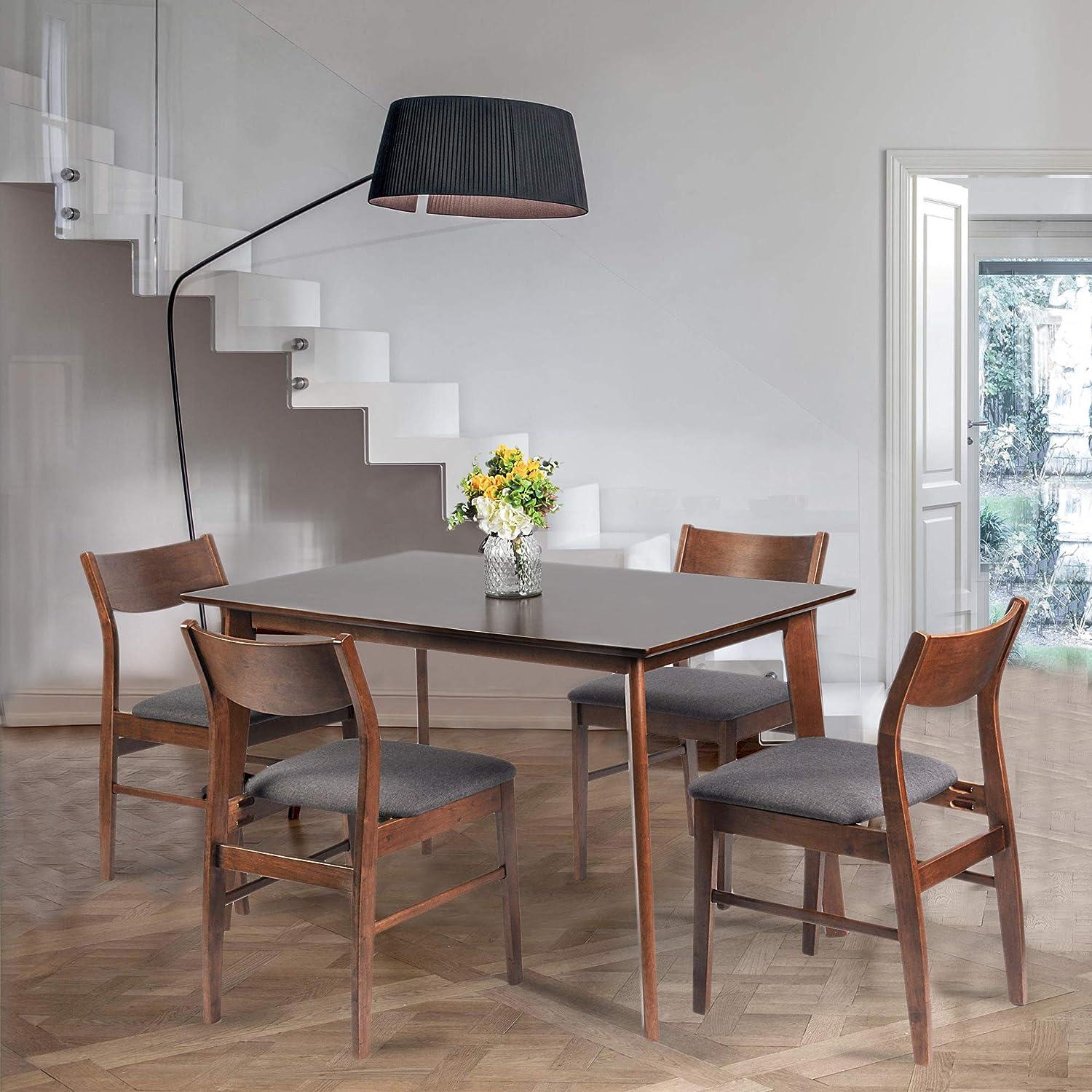 LUCKYERMORE 5 Piece Dining Table Set, 1 Dining Table 47.2" for 4-6 with 4 Dining Chairs Mid-Century Wood Kitchen Dining Set