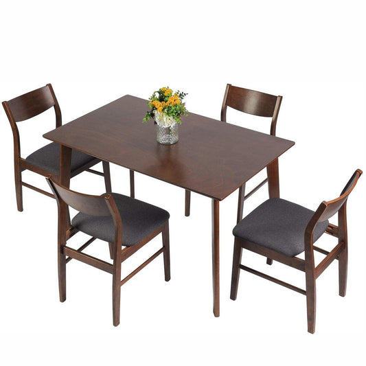 5 Piece Dining Table Set, 1 Dining Table 47.2" for 4-6 with 4 Dining Chairs Mid-Century Wood Kitchen Dining Set