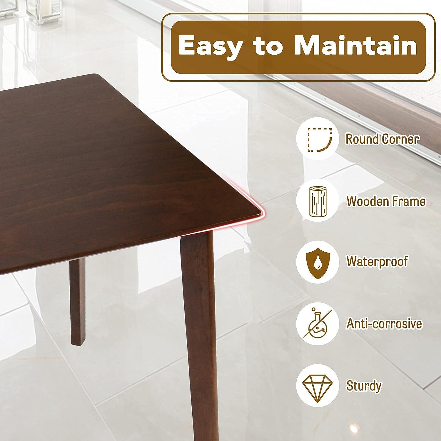 LUCKYERMORE 5 Piece Dining Table Set, 1 Dining Table 47.2" for 4-6 with 4 Dining Chairs Mid-Century Wood Kitchen Dining Set