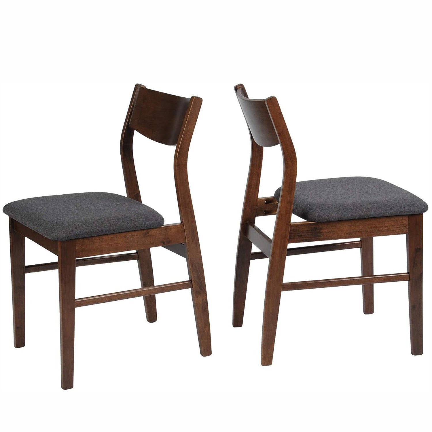 Set of 2 Dining Chairs Mid Century Upholstered Side Chairs with Rubber Wood Frame