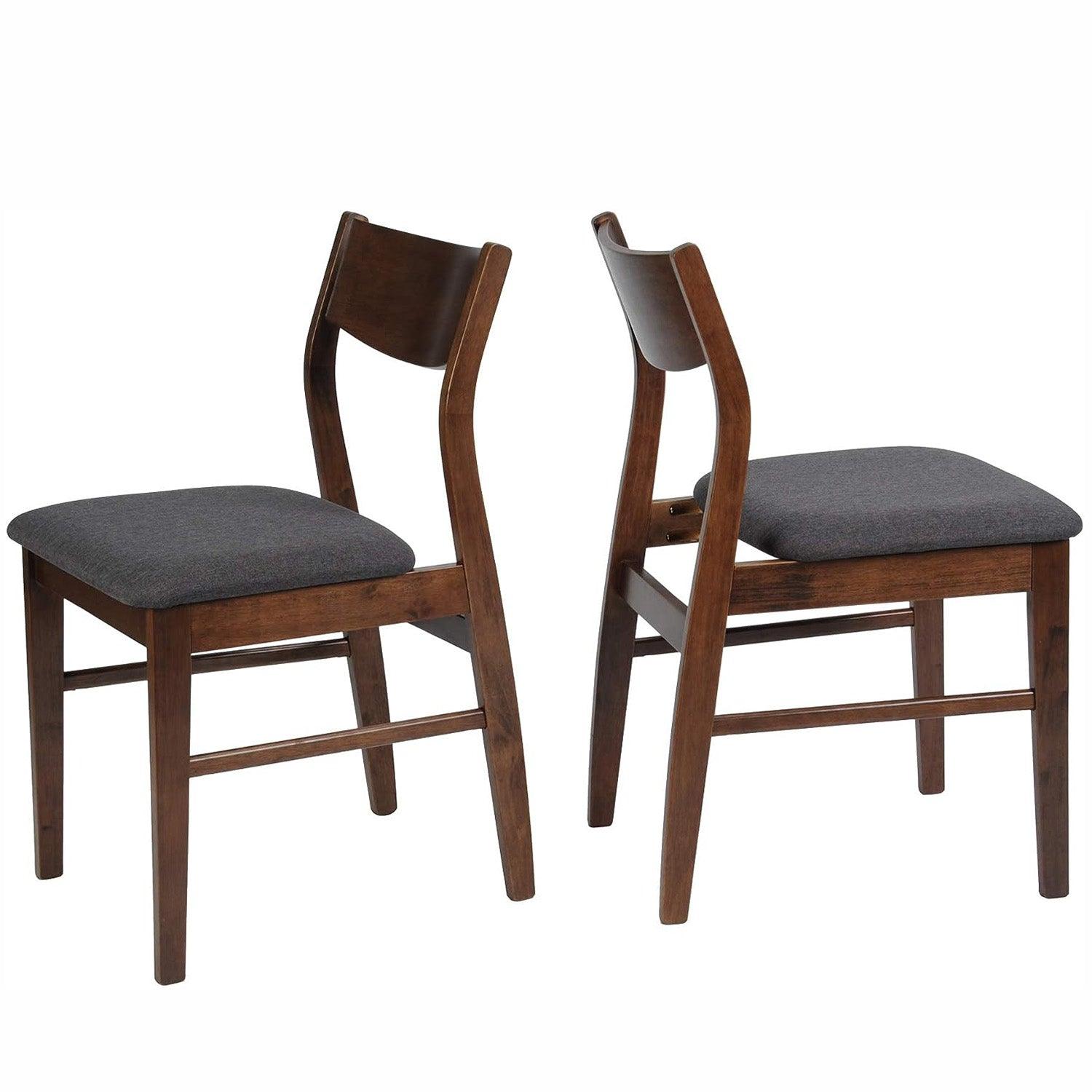 LUCKYERMORE Set of 2 Dining Chairs Mid Century Upholstered Side Chairs with Rubber Wood Frame