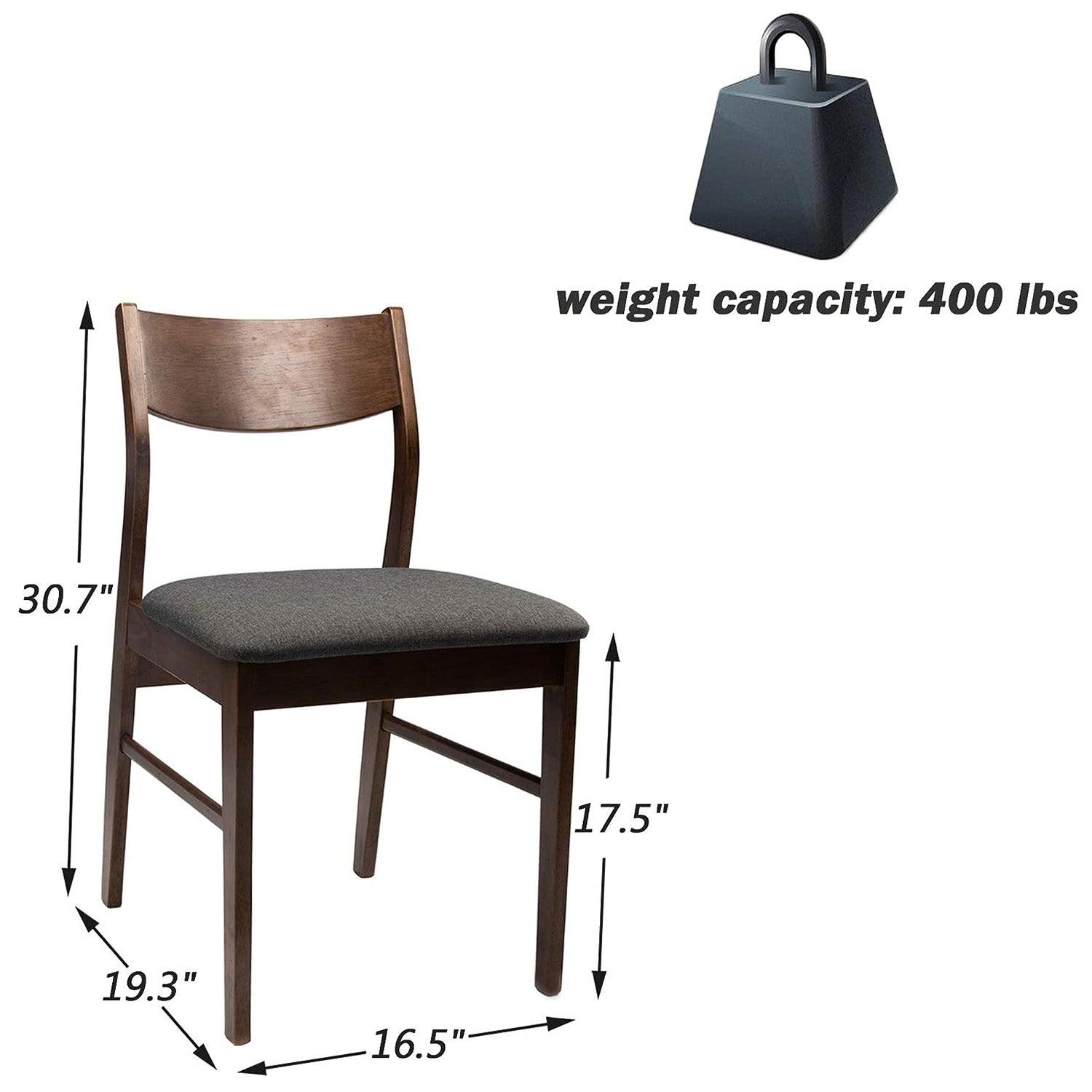 Set of 2 Dining Chairs Mid Century Upholstered Side Chairs with Rubber Wood Frame - Luckyermore