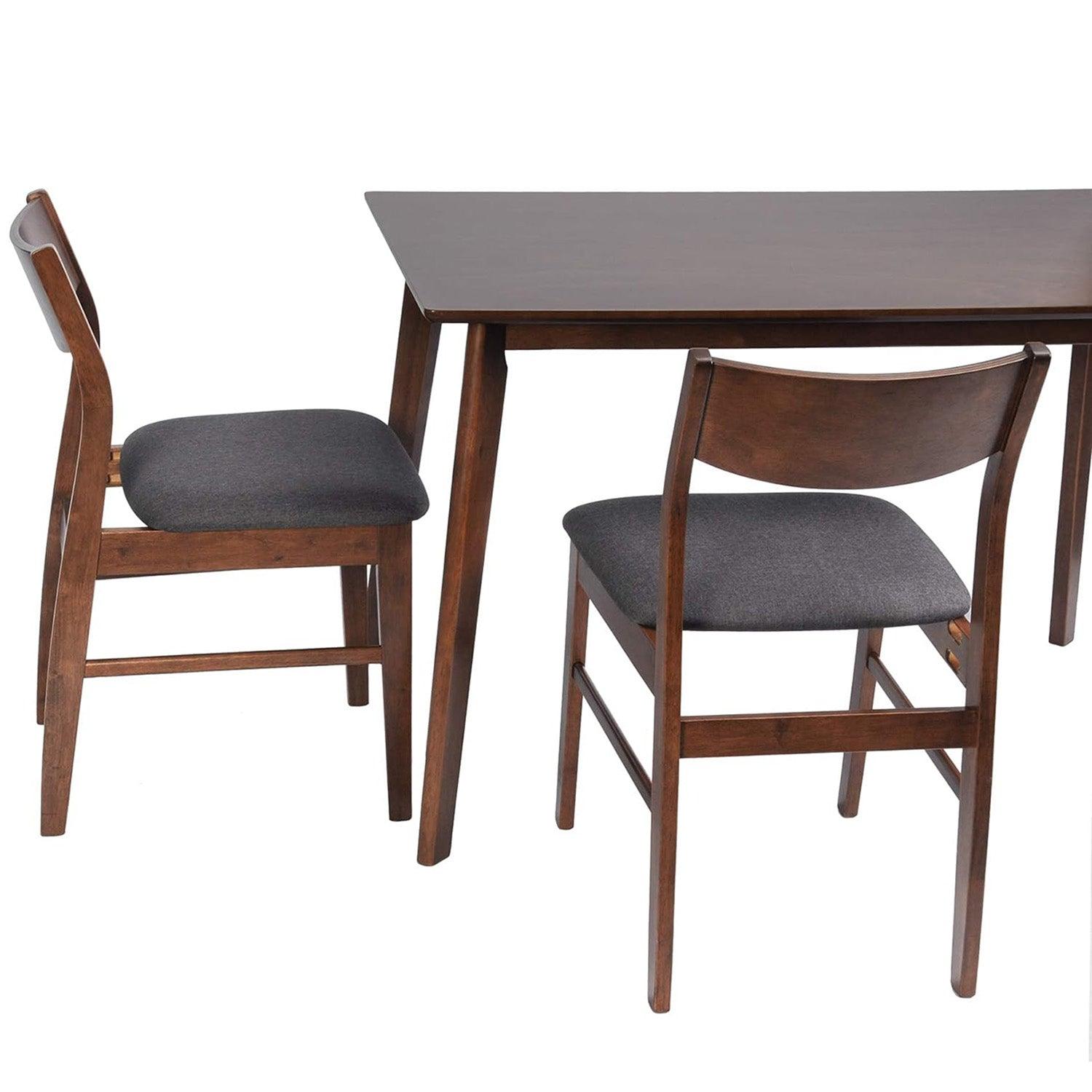 Set of 2 Dining Chairs Mid Century Upholstered Side Chairs with Rubber Wood Frame - Luckyermore