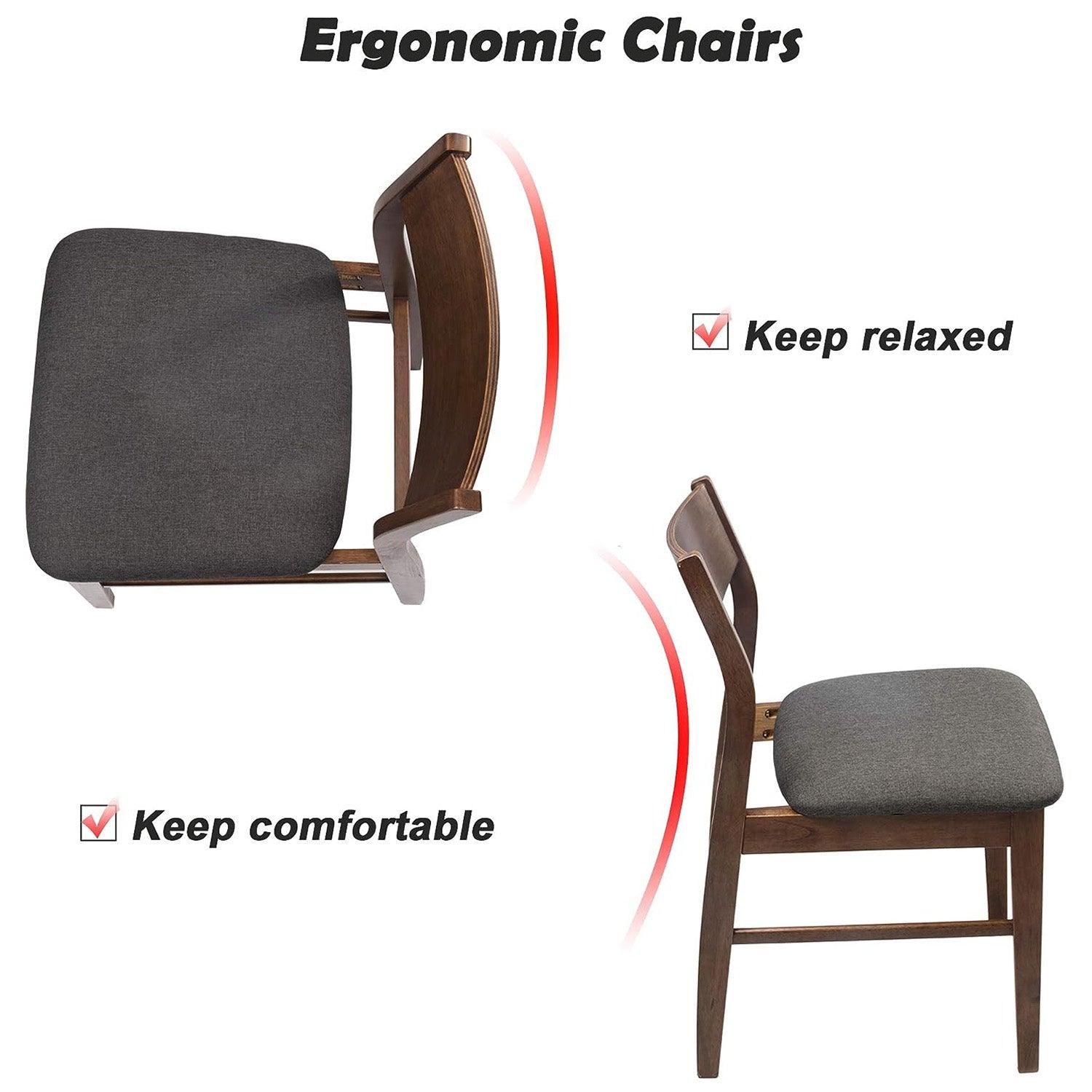 LUCKYERMORE Set of 2 Dining Chairs Mid Century Upholstered Side Chairs with Rubber Wood Frame