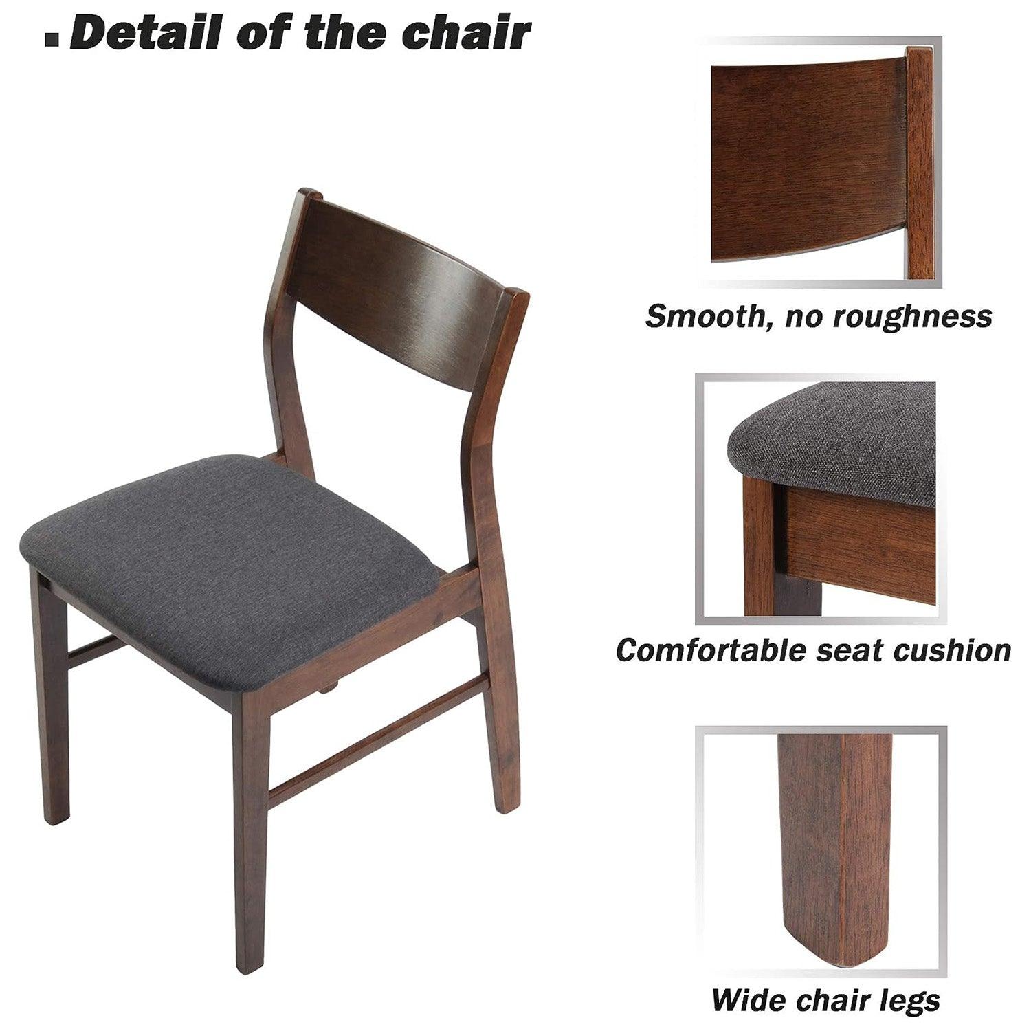 LUCKYERMORE Set of 2 Dining Chairs Mid Century Upholstered Side Chairs with Rubber Wood Frame