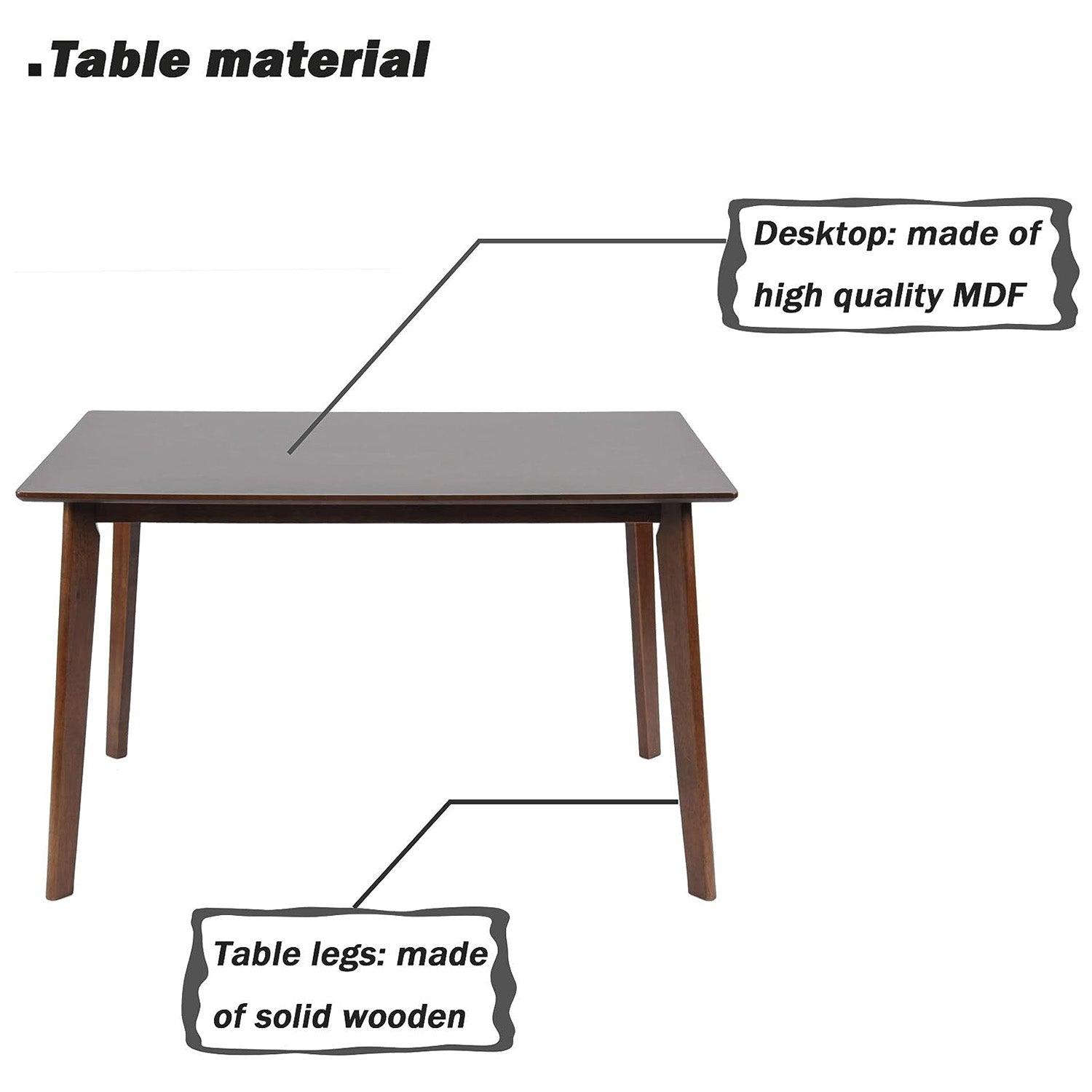 LUCKYERMORE 47.2" Rectangle Dining Table for 4-6 Mid-Century Kitchen Table with Solid Wood Leg