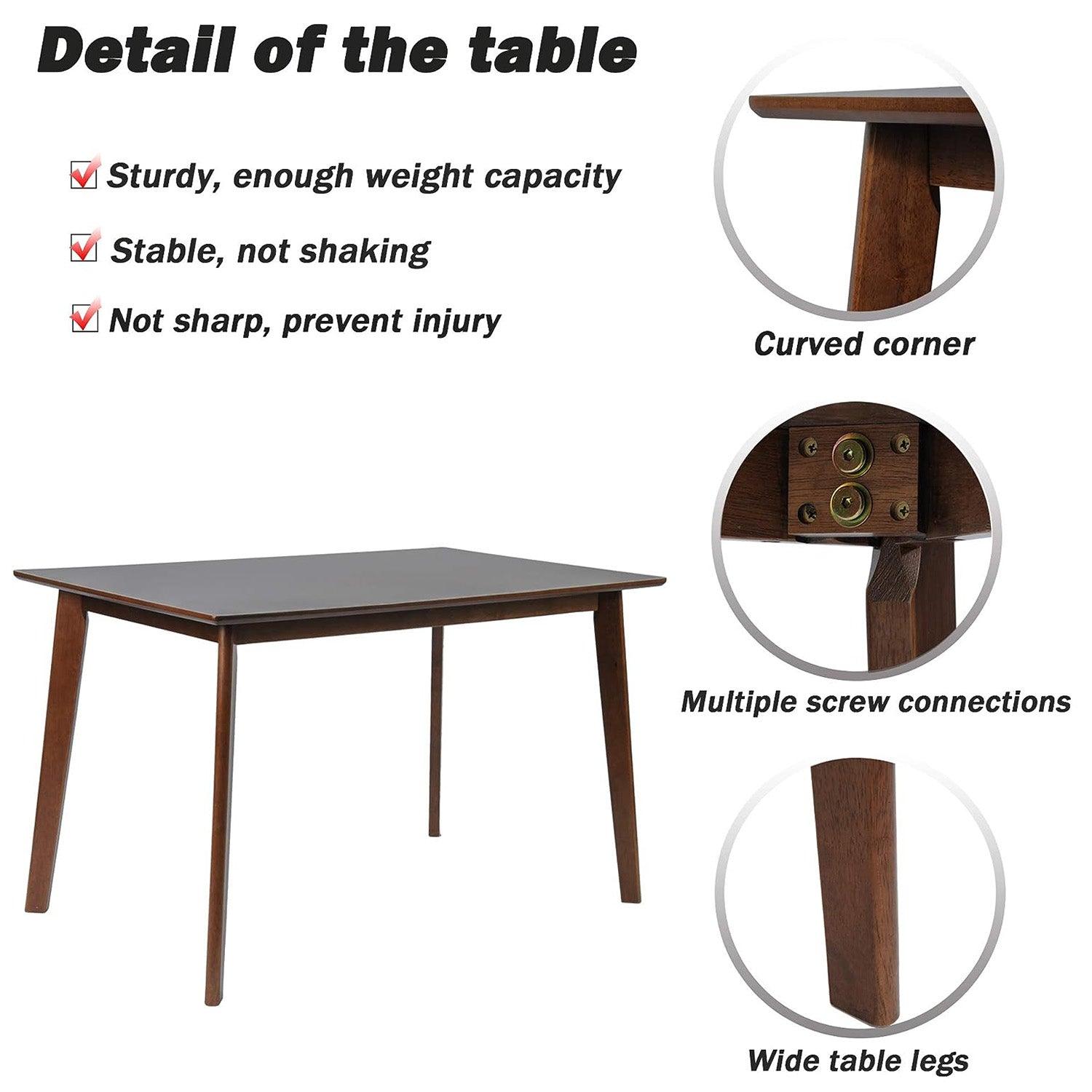 LUCKYERMORE 47.2" Rectangle Dining Table for 4-6 Mid-Century Kitchen Table with Solid Wood Leg
