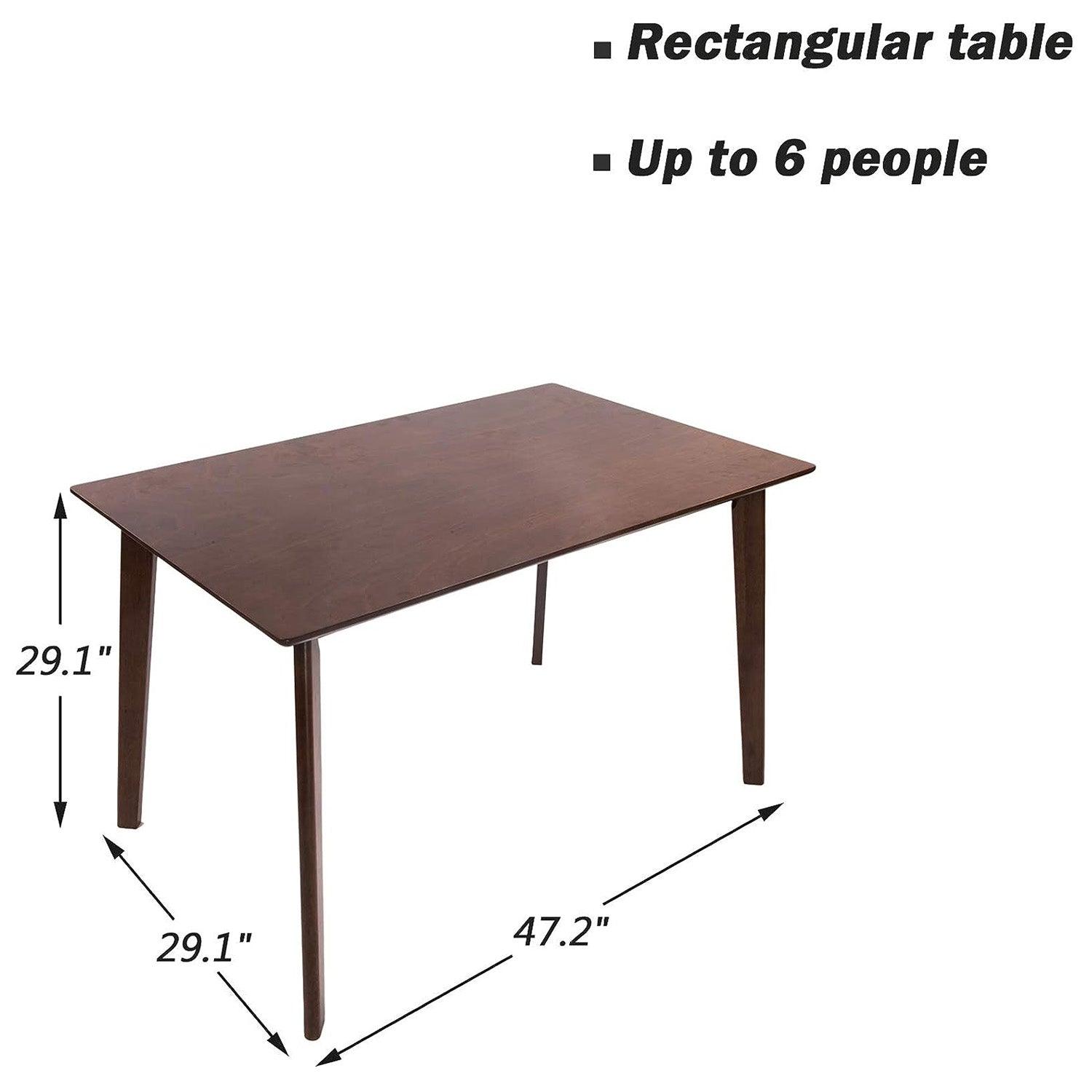 LUCKYERMORE 47.2" Rectangle Dining Table for 4-6 Mid-Century Kitchen Table with Solid Wood Leg