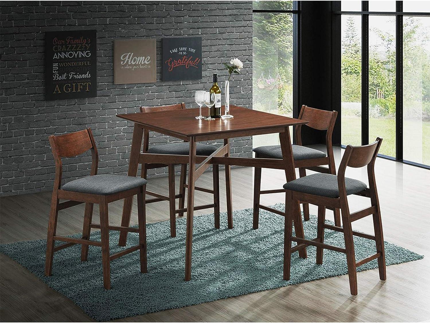 5 Piece Bar Table Set 1 Bar Table 36 for 2 4 with 4 Bar Stools Mid Century Modern Kitchen Dining Table Set