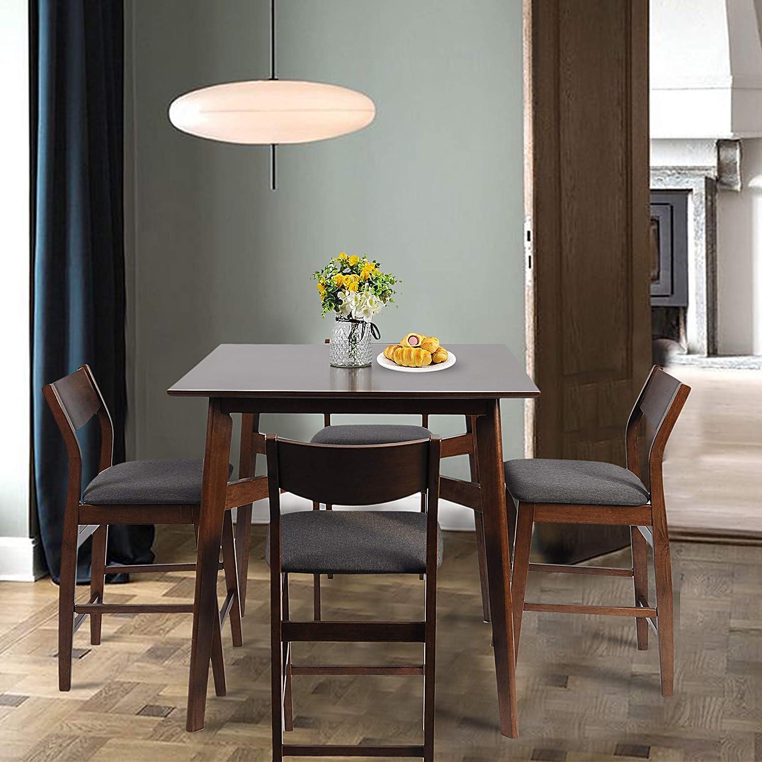LUCKYERMORE 36" Square High Top Bar Table for 2-4 Dining Kitchen Table with Solid Wood Leg