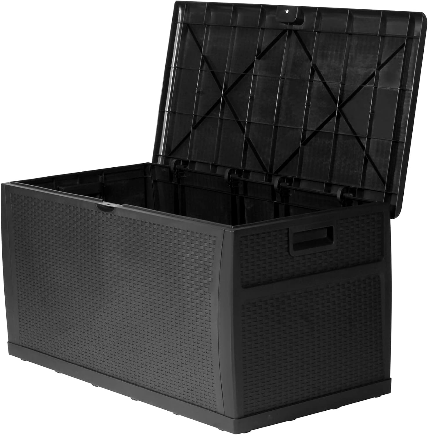 100 Gallon Outdoor Storage Box with Handle Waterproof Lockable Large Deck Box, Black
