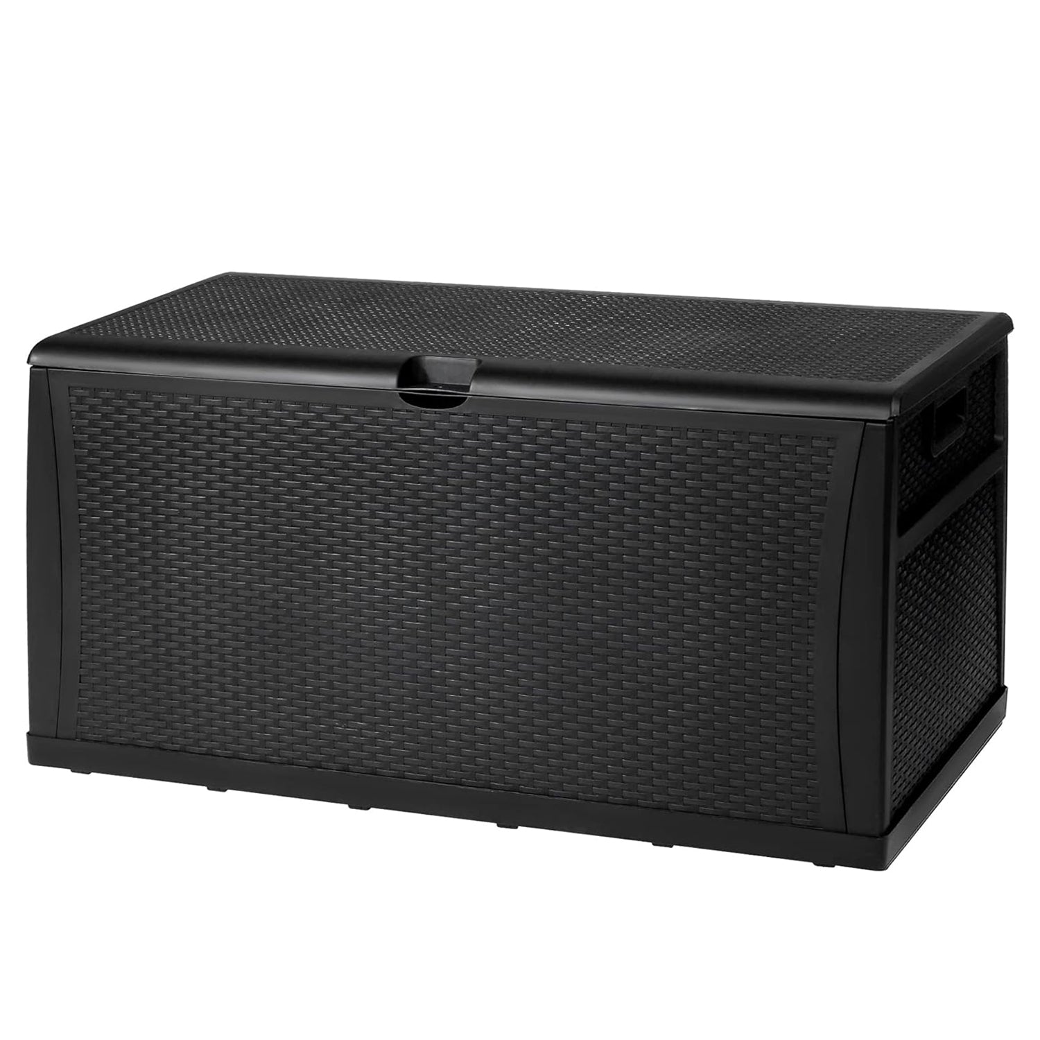 100 Gallon Outdoor Storage Box with Handle Waterproof Lockable Large Deck Box, Black
