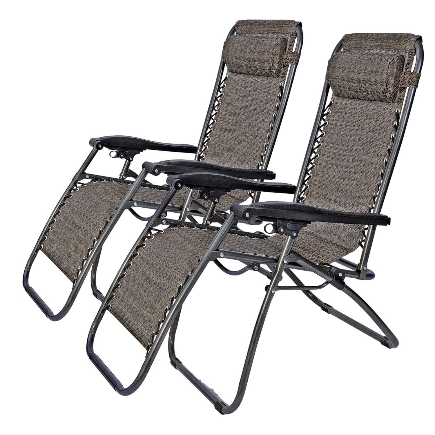 LUCKYERMORE Set of 2 Adjustable Zero Gravity Chair, Folding Reclining Patio Lounge Chair with Pillow, Pattern