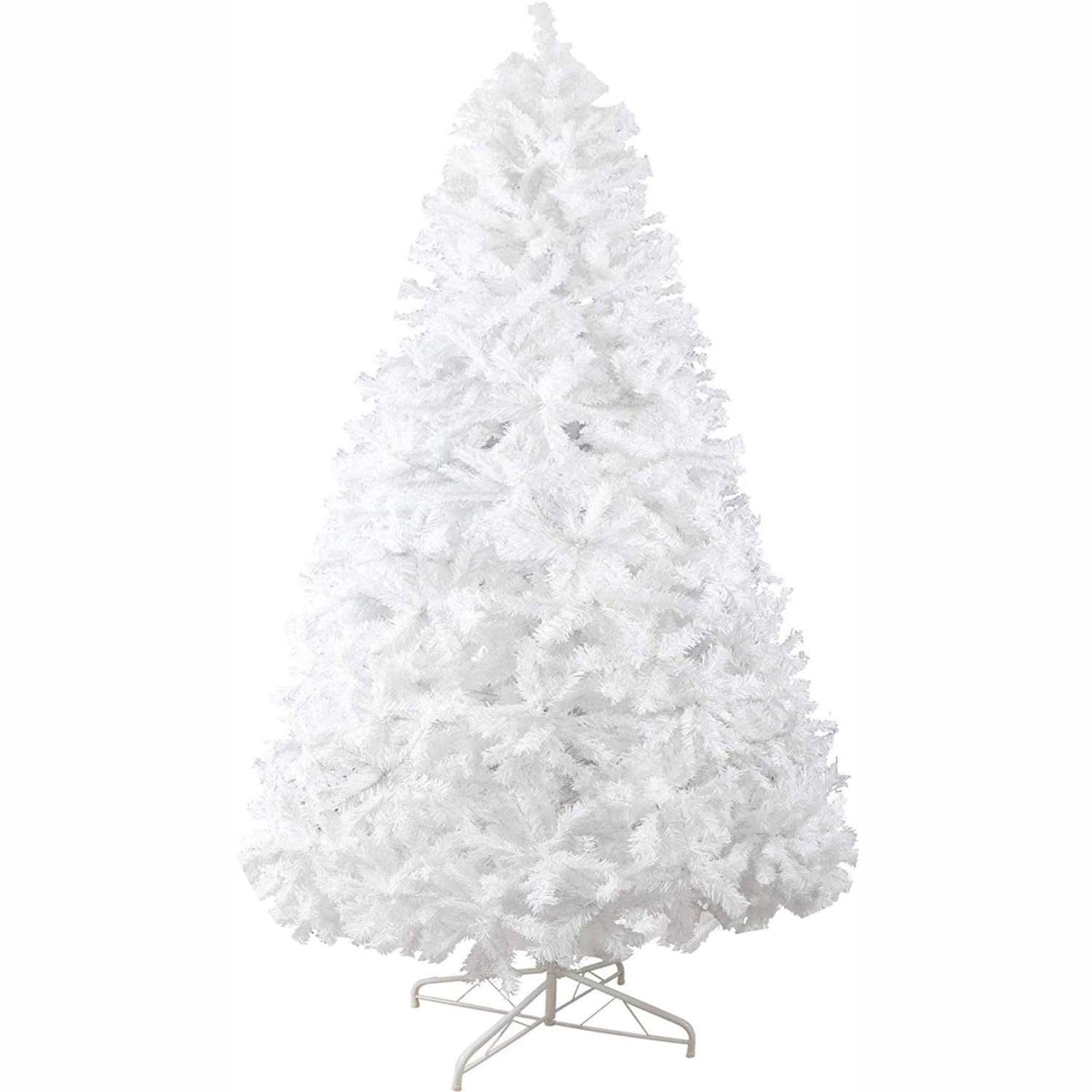 9ft Premium Artificial Christmas Spruce Tree 1850 Branch Tips w/Metal Stand, White - Luckyermore