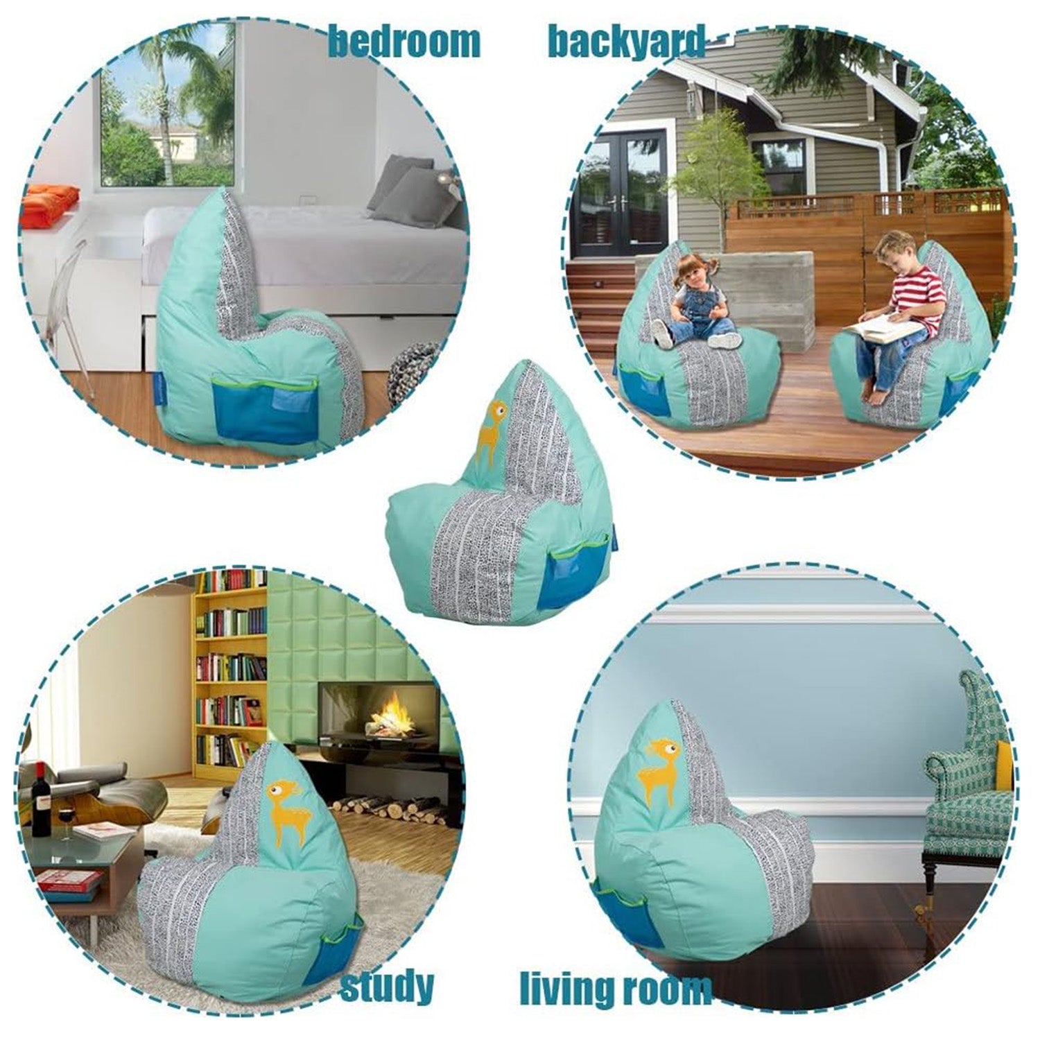 Soft Kids Bean Bag Chair Children Lounger Chairs Sofa - 3 Types - Self-Rebound Sponge, Star - Luckyermore