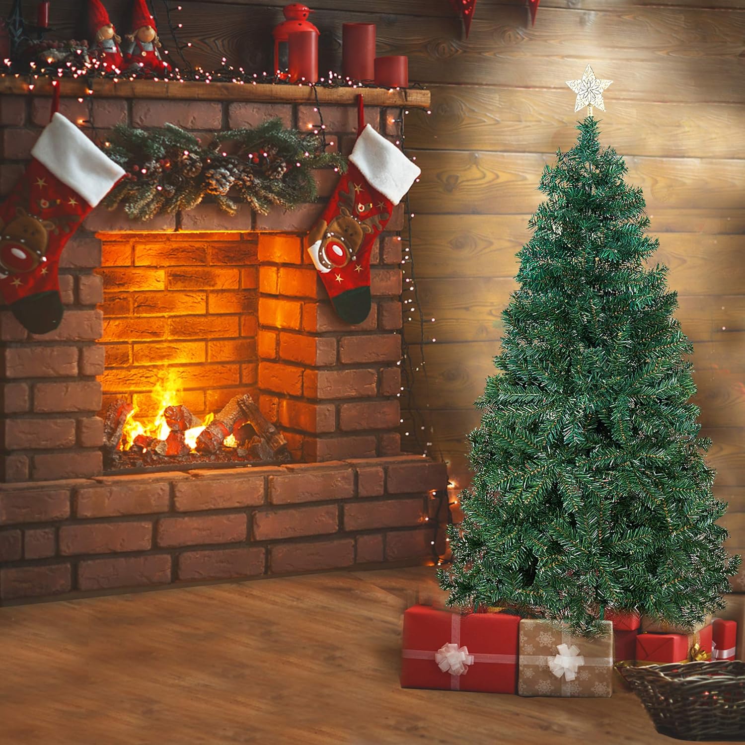 5ft Artificial Christmas Pine Tree Small Xmas Trees with 450 Branch Tips Holiday Decoration