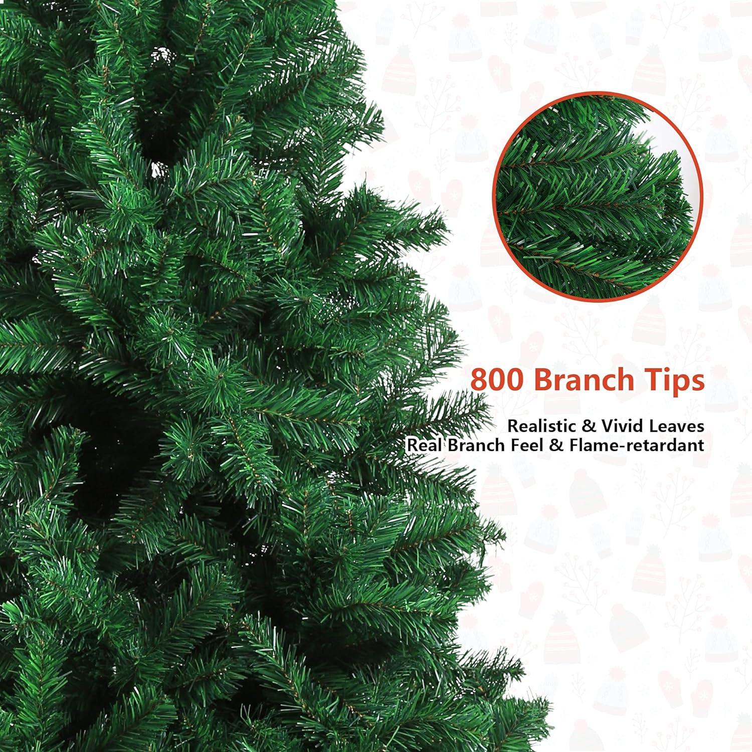 LUCKYERMORE 6ft Premium Spruce Artificial Christmas Tree with 800 Branch Tips Metal Stand, Green