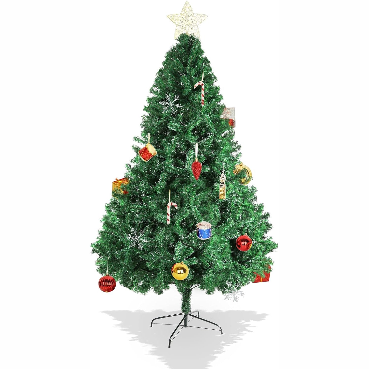7ft Christmas Pine Tree Artificial Xmas Tree with 1000 Branch Tips and Decoration, Green