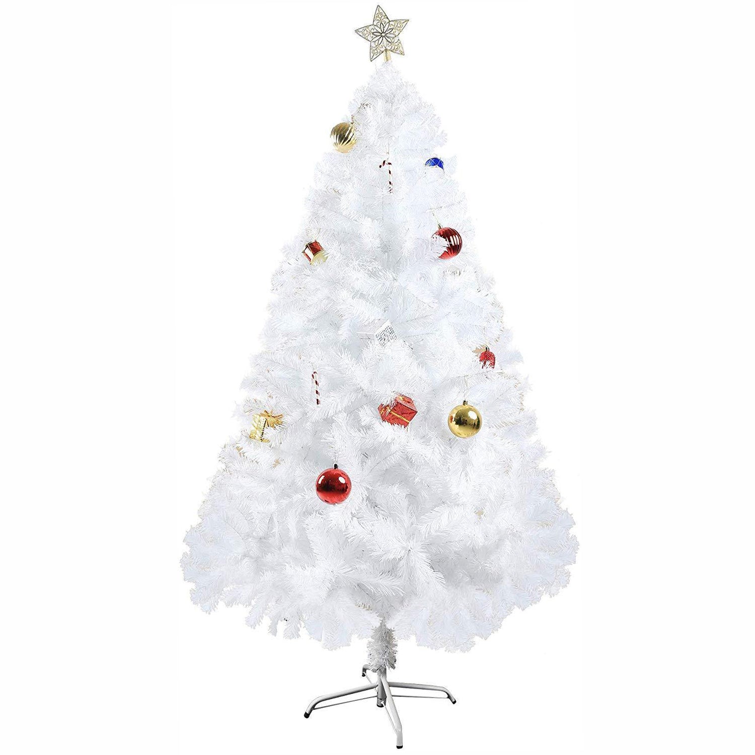6ft Premium Artificial Christmas Spruce Tree 800 Branch Tips w/Metal Stand, White