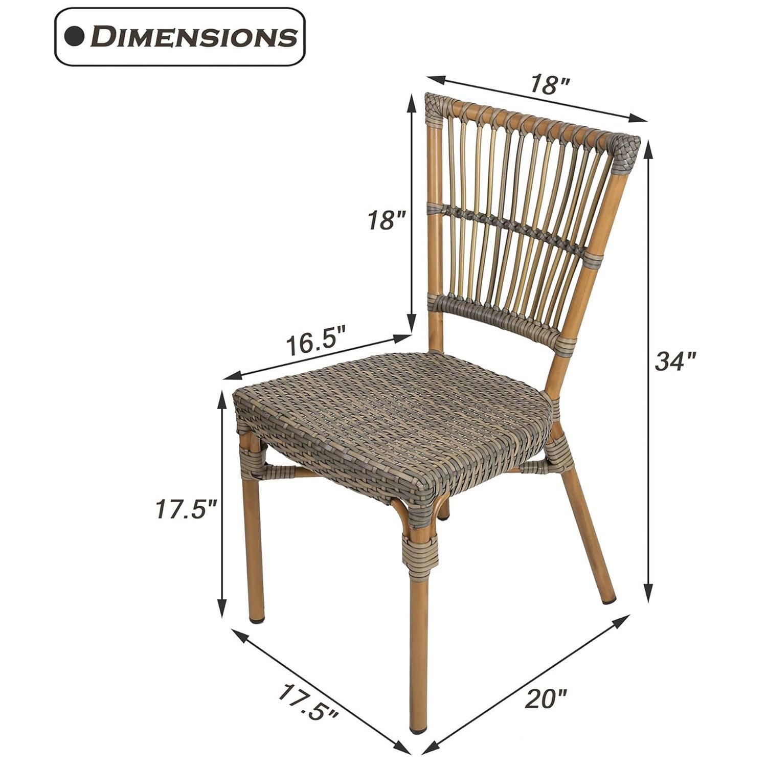 Set of 2 Patio Wicker Chairs Ultra-Light Outdoor Dining Chairs with PE Rattan and Aluminum Frame - Luckyermore