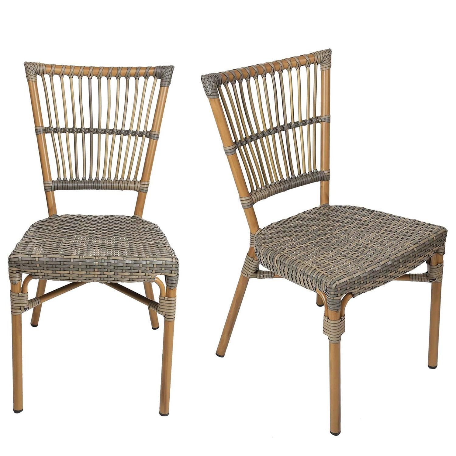 LUCKYERMORE Set of 2 Patio Wicker Chairs Ultra-Light Outdoor Dining Chairs with PE Rattan and Aluminum Frame