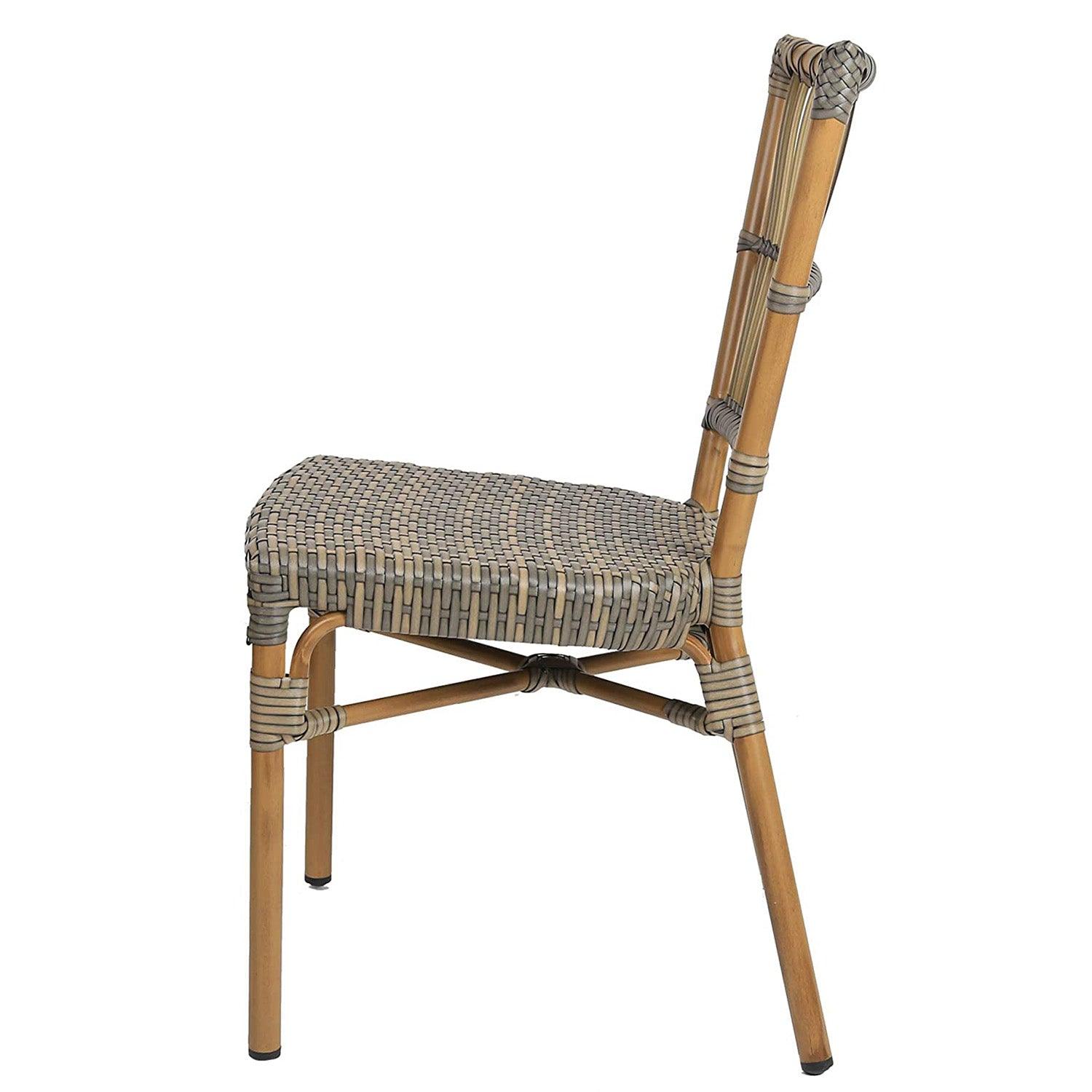 LUCKYERMORE Set of 2 Patio Wicker Chairs Ultra-Light Outdoor Dining Chairs with PE Rattan and Aluminum Frame
