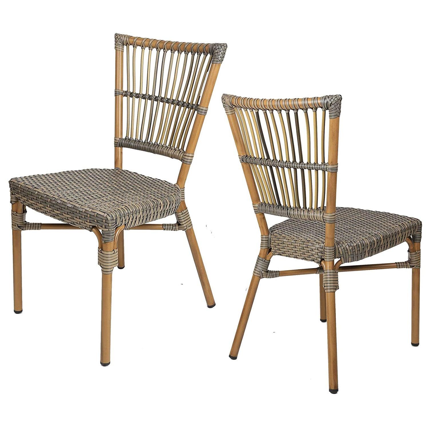 Set of 2 Patio Wicker Chairs Ultra-Light Outdoor Dining Chairs with PE Rattan and Aluminum Frame - Luckyermore