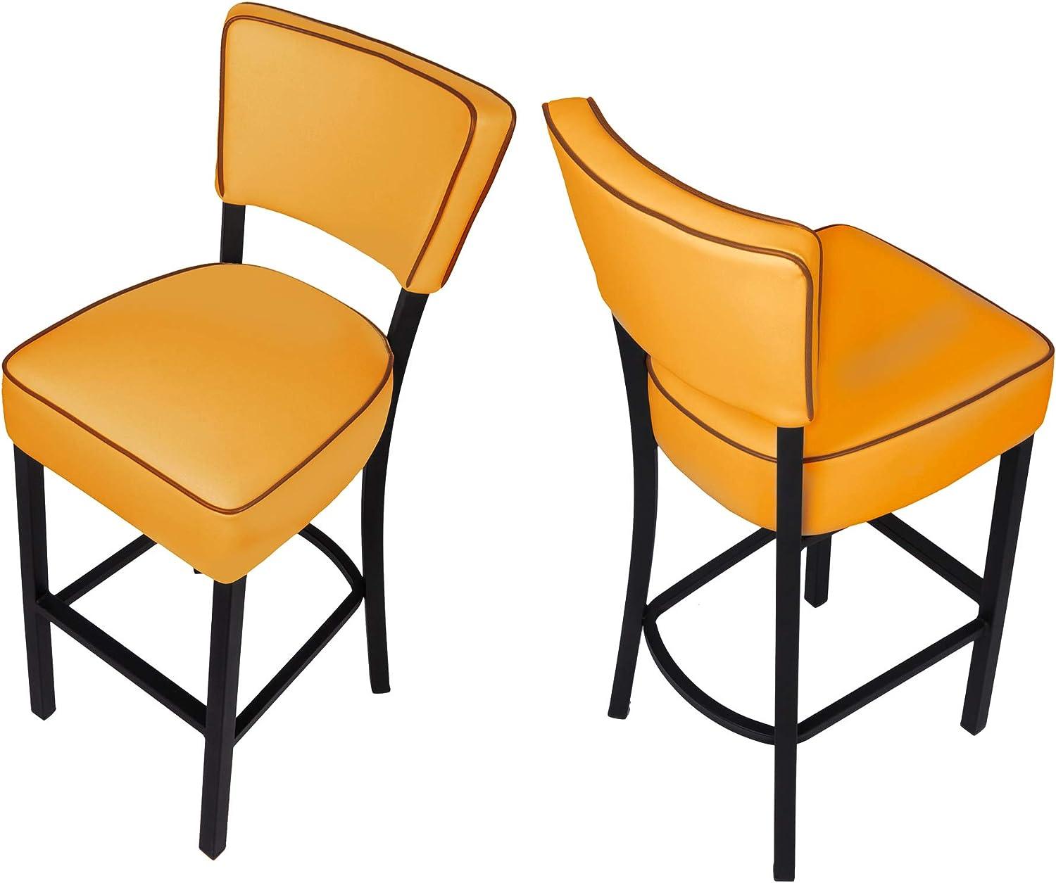 LUCKYERMORE 30” Upholstered Bar Stools Kitchen Chairs Counter Pub Leather Dining Chairs, Orange