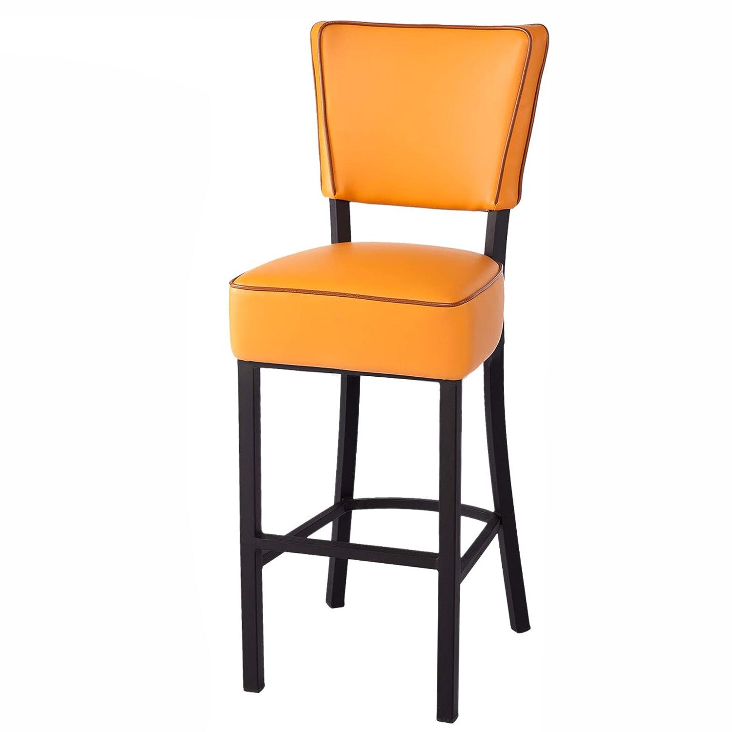 LUCKYERMORE 30” Upholstered Bar Stools Kitchen Chairs Counter Pub Leather Dining Chairs, Orange